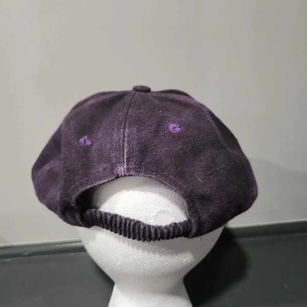 VTG 80s Adidas Trefoil‎ Purple Canvas Spellout 1980s Hat Cap OSFA One Size